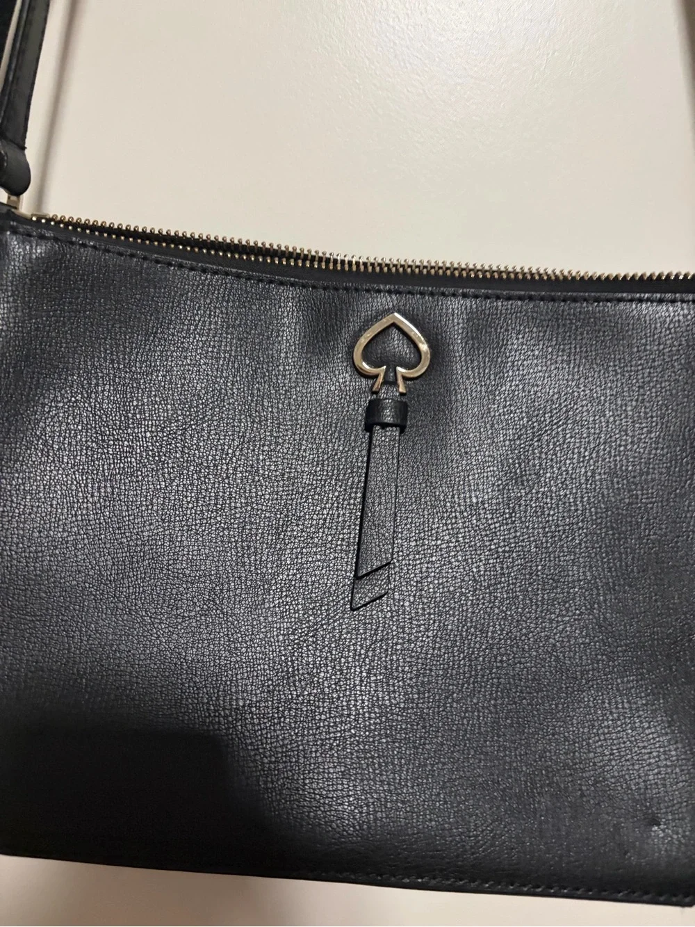 ♠️ kate spade NY Adel Medium Black Leather Crossbody ♠️ Spade Charm♠️